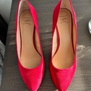 Red suede INC pumps
